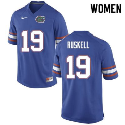 Women's Florida Gators #19 Jack Ruskell NCAA Nike Blue Authentic Stitched College Football Jersey UUX7662CR